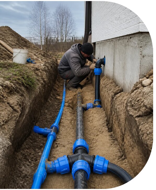 Монтаж наружного водопровода на участке под ключ в Великом Новгороде